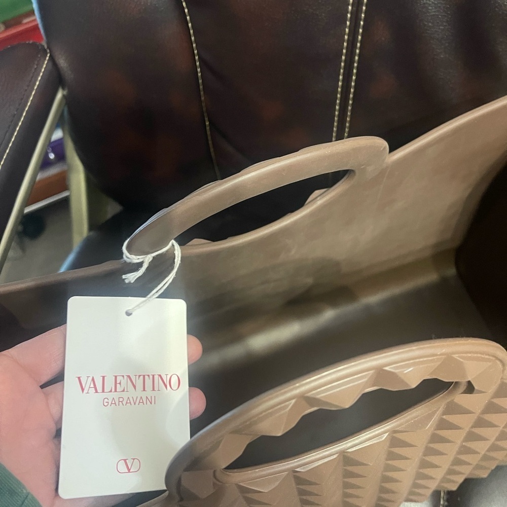Valentino Garavani Le Troisième Brown Geometric Tote Bag - Picture 2 of 4